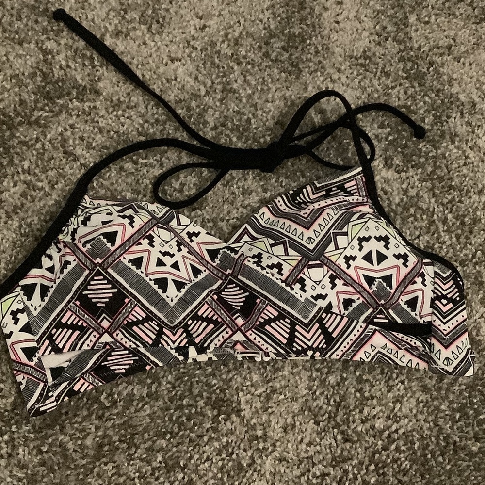 Aztec style print swim top, size small
